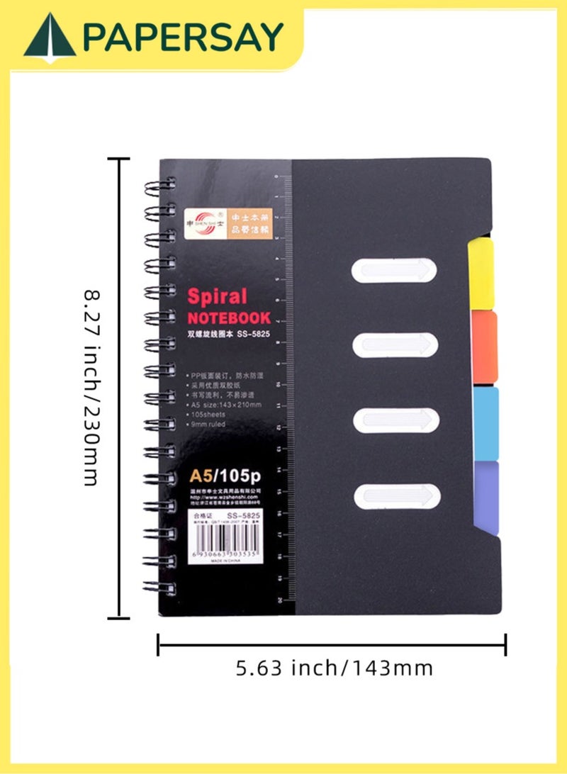 PAPERSAY Spiral Notebook, A5 Grid Paper, to Do List Planner Refill Paper, Wire Bound Notebook with Colored Dividers ,105 Sheets (210 Pages) Used as a Notepad、Journal 、Sketchbook、Work Diary.  - Image 2