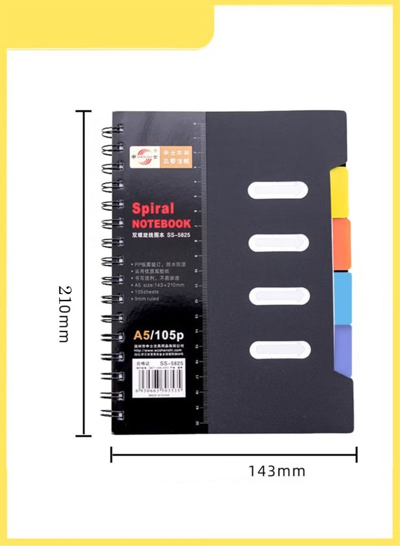 Shen Shi ‌مفكر A5 ذو سلك ملتوي، مع أقسام ملونة، يُستخدم كدفتر ملاحظات، يوميات، دفتر رسم، أو يوميات عمل‌ - Image 2