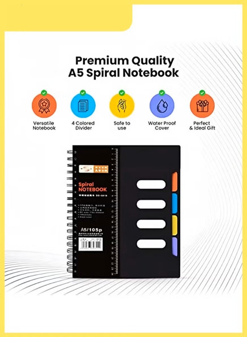 Shen Shi ‌مفكر A5 ذو سلك ملتوي، مع أقسام ملونة، يُستخدم كدفتر ملاحظات، يوميات، دفتر رسم، أو يوميات عمل‌ - Image 5