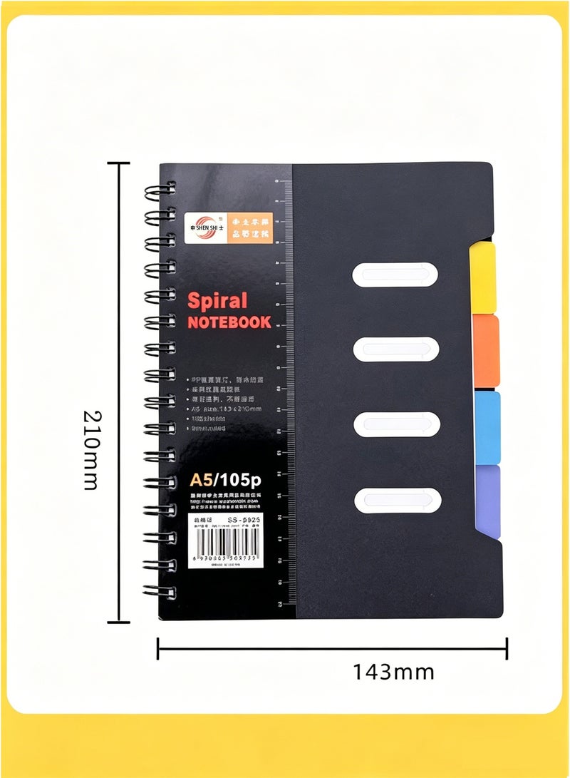 Shen Shi A5 Spiral Notebook, Wire Bound Notebook with Colored Dividers , Used as a Notepad, Journal , Sketchbook, Work Diary - Image 2