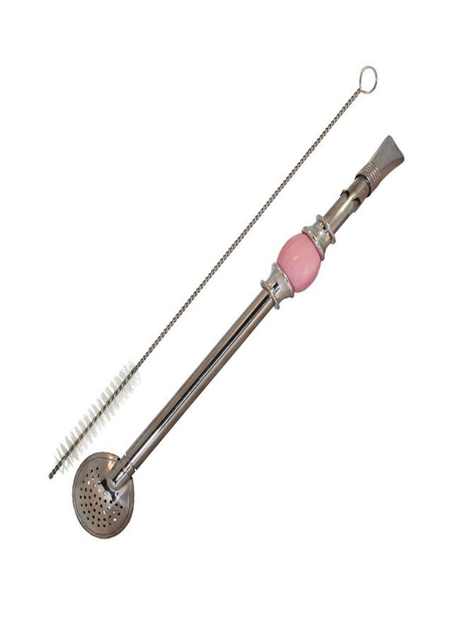 RECHERE Stainless Steel Yerba Mate Tea Bombilla Gourd Drinking Straw Filter Silver (Pink) - Image 2