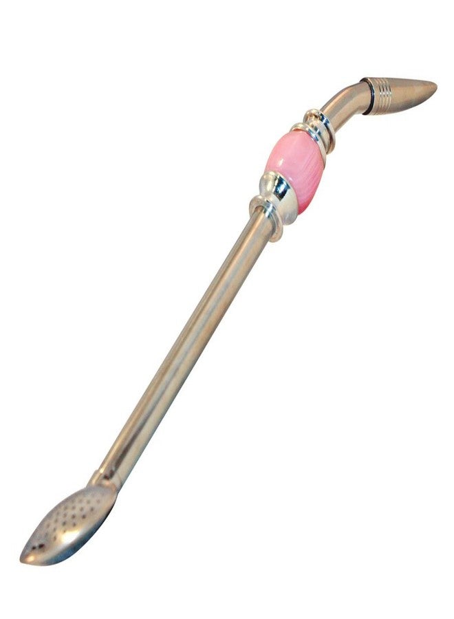 RECHERE Stainless Steel Yerba Mate Tea Bombilla Gourd Drinking Straw Filter Silver (Pink) - Image 1