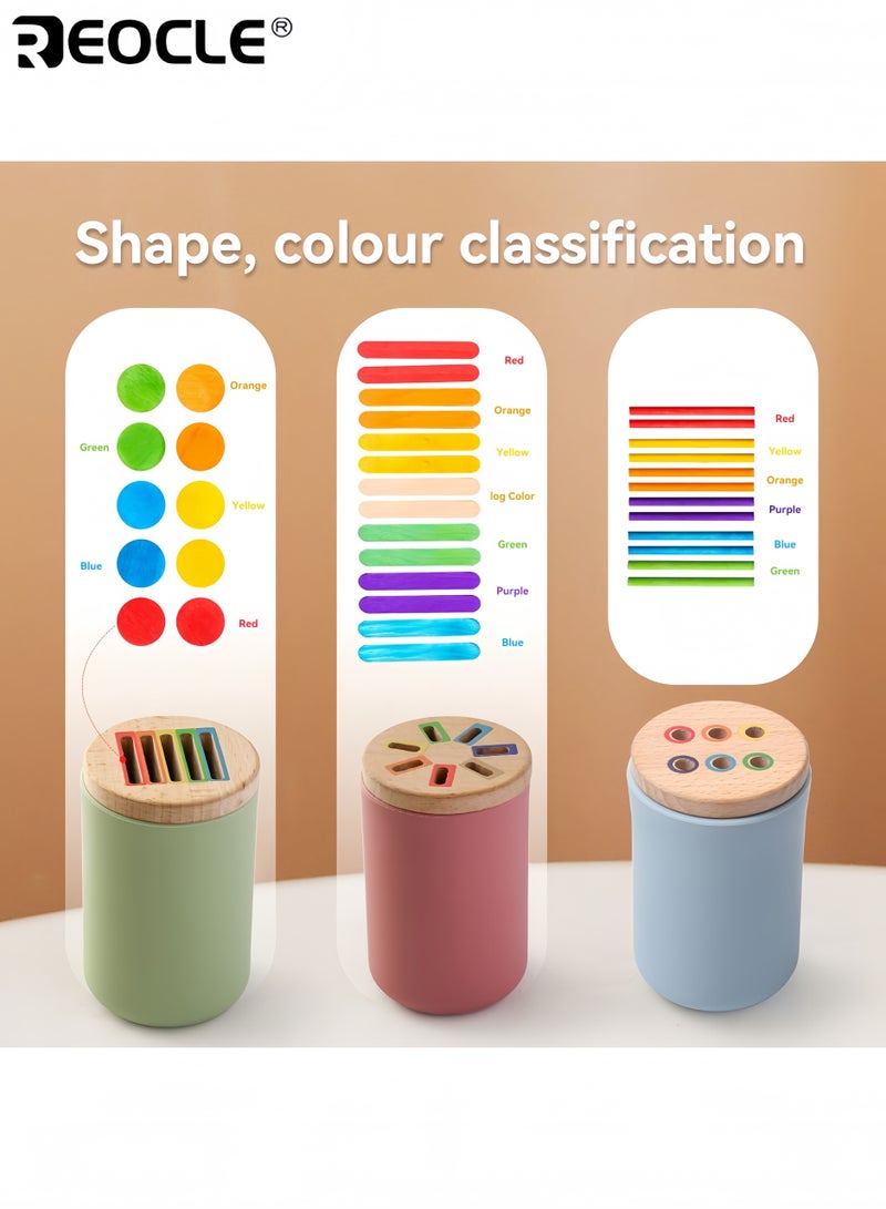 REOCLE Kid's Montessori Sorting Toy with Color Matching and Fine Motor Skill Design Wooden Sensory Activity with Educational Value for Toddler Learning - Image 3
