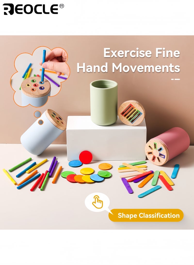 REOCLE Kid's Montessori Sorting Toy with Color Matching and Fine Motor Skill Design Wooden Sensory Activity with Educational Value for Toddler Learning - Image 2