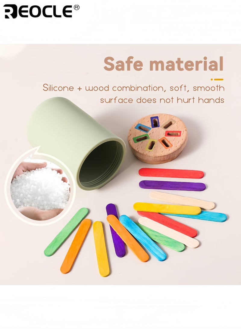REOCLE Kid's Montessori Sorting Toy with Color Matching and Fine Motor Skill Design Wooden Sensory Activity with Educational Value for Toddler Learning - Image 4