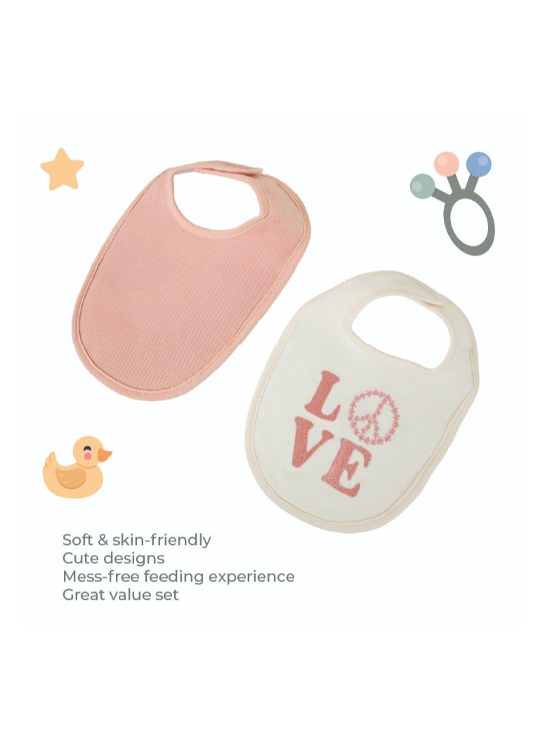 Nurtur Feeding Gift Set - 2 pack bibs & 2 burpcloths - Pink Multi/Girl - Image 4