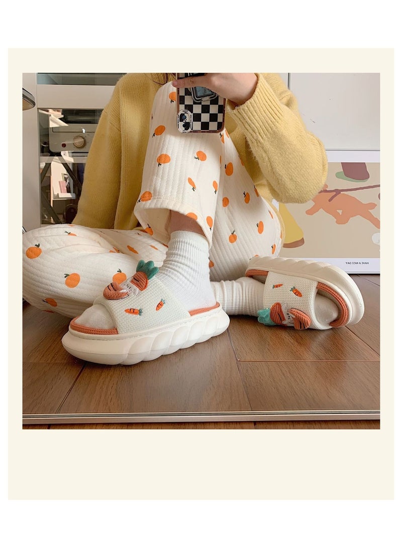 Y&D Cute carrot rabbit linen home slippers - Image 5