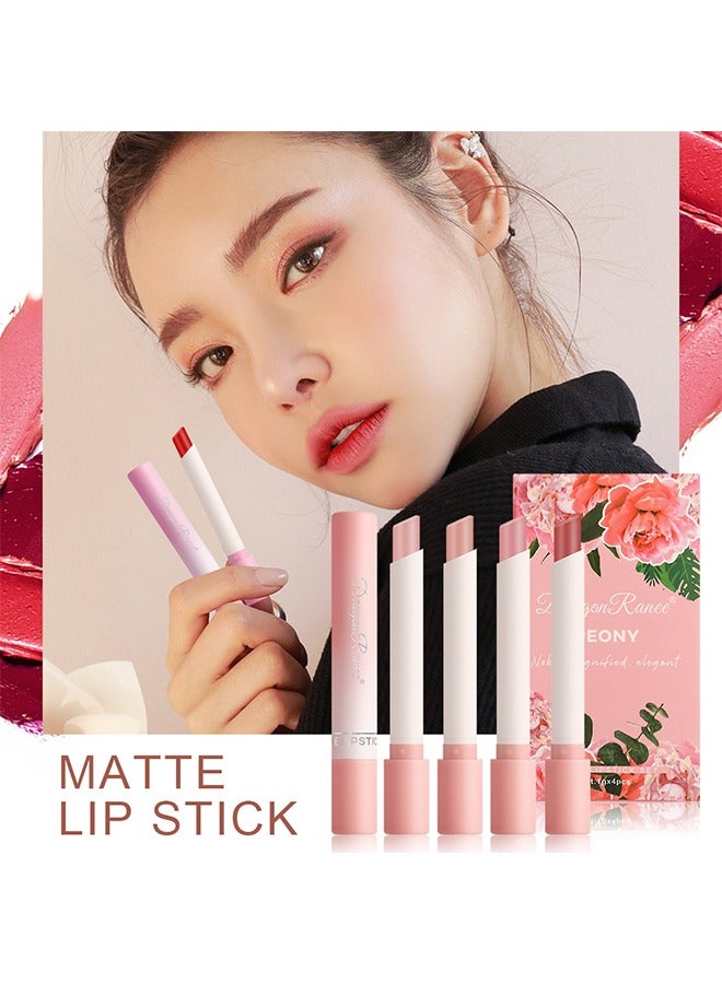 Dragon Ranee Tube Lipstick  Pack Set, 4 Colors Matte Lipstick Pack Set,Tube Shape Lipstick, Lip stain Long Lasting 24 hours Waterproof mate, Velvet Lipstick Matte Velvet Lipstick - Image 4