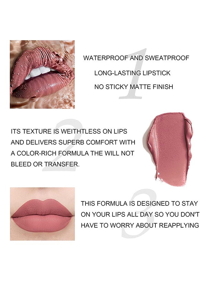 Dragon Ranee Tube Lipstick  Pack Set, 4 Colors Matte Lipstick Pack Set,Tube Shape Lipstick, Lip stain Long Lasting 24 hours Waterproof mate, Velvet Lipstick Matte Velvet Lipstick - Image 5