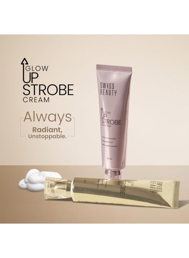 Swiss Beauty Glow Up Strobe Cream | Dewy Radiance | Hydrating | Versatile Use | With Jojoba Oil | For All Skin Types | 30ml, Shade- 1. Pink Twilight - Image 2