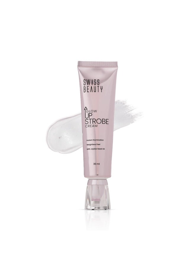 Swiss Beauty Glow Up Strobe Cream | Dewy Radiance | Hydrating | Versatile Use | With Jojoba Oil | For All Skin Types | 30ml, Shade- 1. Pink Twilight - Image 1