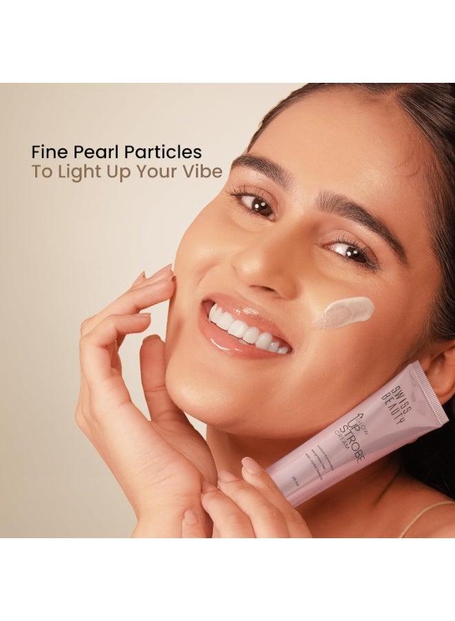 Swiss Beauty Glow Up Strobe Cream | Dewy Radiance | Hydrating | Versatile Use | With Jojoba Oil | For All Skin Types | 30ml, Shade- 1. Pink Twilight - Image 4
