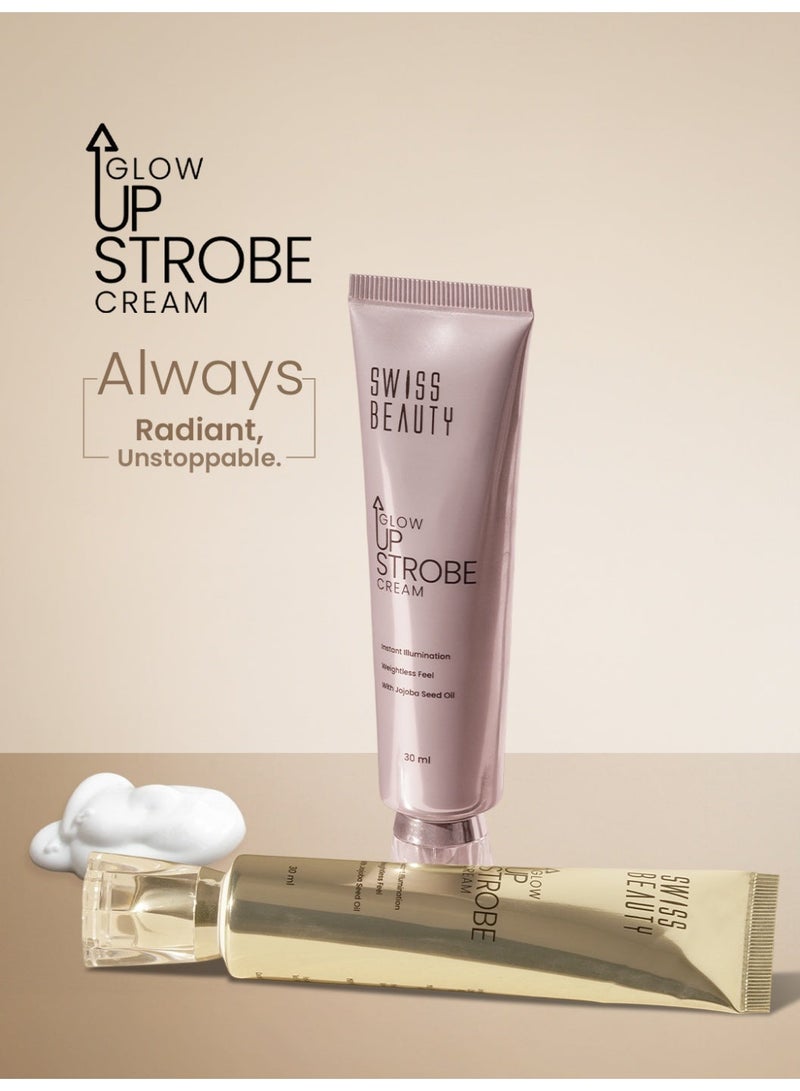 Swiss Beauty Glow Up Strobe Cream | Bestseller | Dewy Radiance Highlighter & Primer | Hydrating with Jojoba Seed Oil | 3-in-1 Multi-Use | Vegan & Cruelty-Free | Pink Twilight | 30ml - Image 2