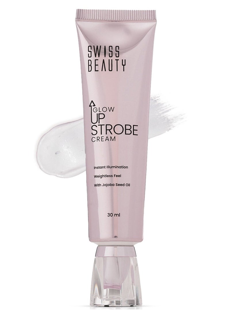 Swiss Beauty Glow Up Strobe Cream | Bestseller | Dewy Radiance Highlighter & Primer | Hydrating with Jojoba Seed Oil | 3-in-1 Multi-Use | Vegan & Cruelty-Free | Pink Twilight | 30ml - Image 1