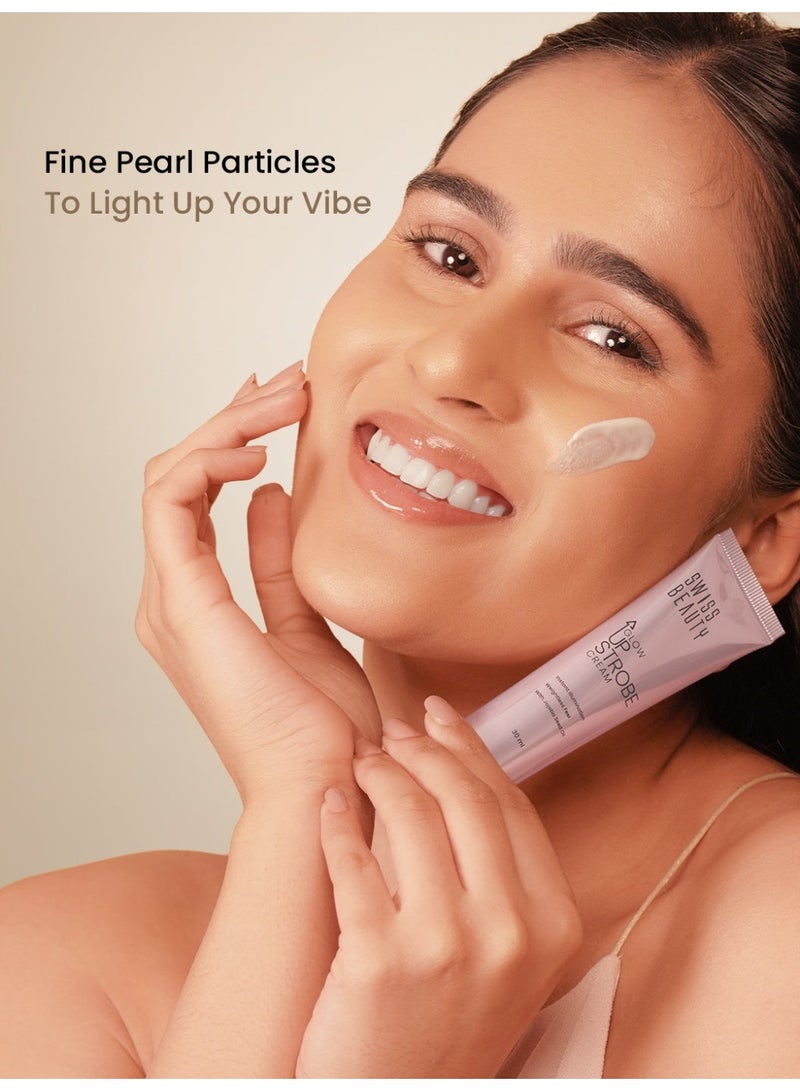 Swiss Beauty Glow Up Strobe Cream | Bestseller | Dewy Radiance Highlighter & Primer | Hydrating with Jojoba Seed Oil | 3-in-1 Multi-Use | Vegan & Cruelty-Free | Pink Twilight | 30ml - Image 4