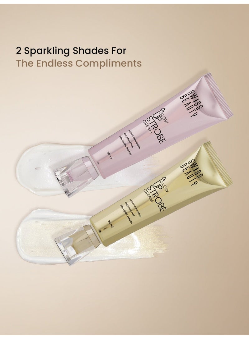 Swiss Beauty Glow Up Strobe Cream | Bestseller | Dewy Radiance Highlighter & Primer | Hydrating with Jojoba Seed Oil | 3-in-1 Multi-Use | Vegan & Cruelty-Free | Pink Twilight | 30ml - Image 5