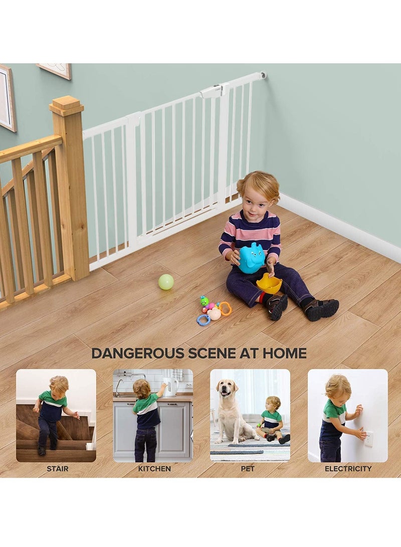 Baby Gate Auto Close Safety Baby Gate Stairs Safety Gate Safety Baby Gate for Stairs Doorways Perfect for Baby Toddlers and Pet Dogs-No Drilling Required (Secure Gate+20CM)  - Image 4