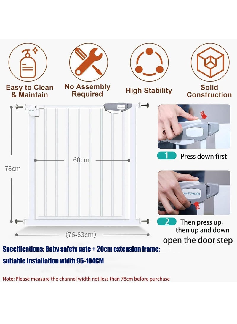 Baby Gate Auto Close Safety Baby Gate Stairs Safety Gate Safety Baby Gate for Stairs Doorways Perfect for Baby Toddlers and Pet Dogs-No Drilling Required (Secure Gate+20CM)  - Image 3