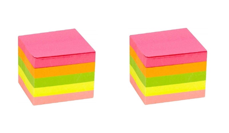 R H Lifestyle Cute Sticky Notes Set Post It Sticky Tabs Memo Pad Office Stationery Neon Colors Sticky Notes Pad (Self Stick Note 3" x 3" Pack of 2) 5 Colors - Image 5