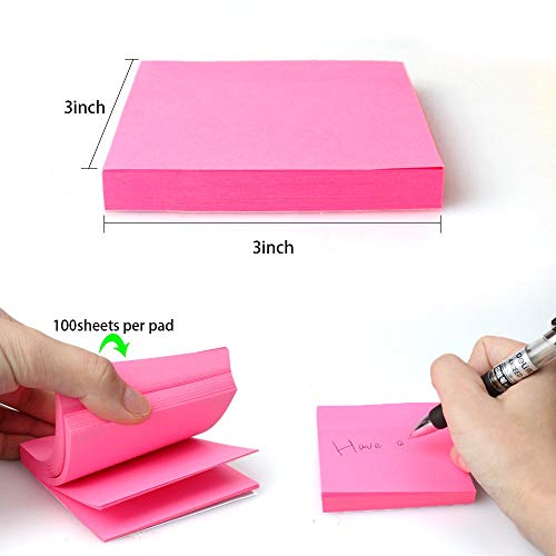 R H Lifestyle Cute Sticky Notes Set Post It Sticky Tabs Memo Pad Office Stationery Neon Colors Sticky Notes Pad (Self Stick Note 3" x 3" Pack of 2) 5 Colors - Image 2
