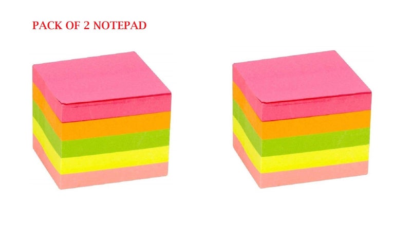 R H Lifestyle Cute Sticky Notes Set Post It Sticky Tabs Memo Pad Office Stationery Neon Colors Sticky Notes Pad (Self Stick Note 3" x 3" Pack of 2) 5 Colors - Image 4