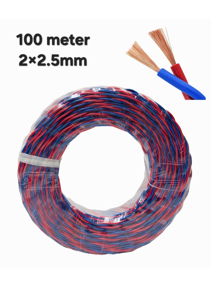 سلك كهربائي مزدوج ملتوي 2.5 مم (لفة 100 متر) - كابل نحاسي نقي خالٍ من الأكسجين 300/500 فولت مع عزل PVC مقاوم للهب - Image 1