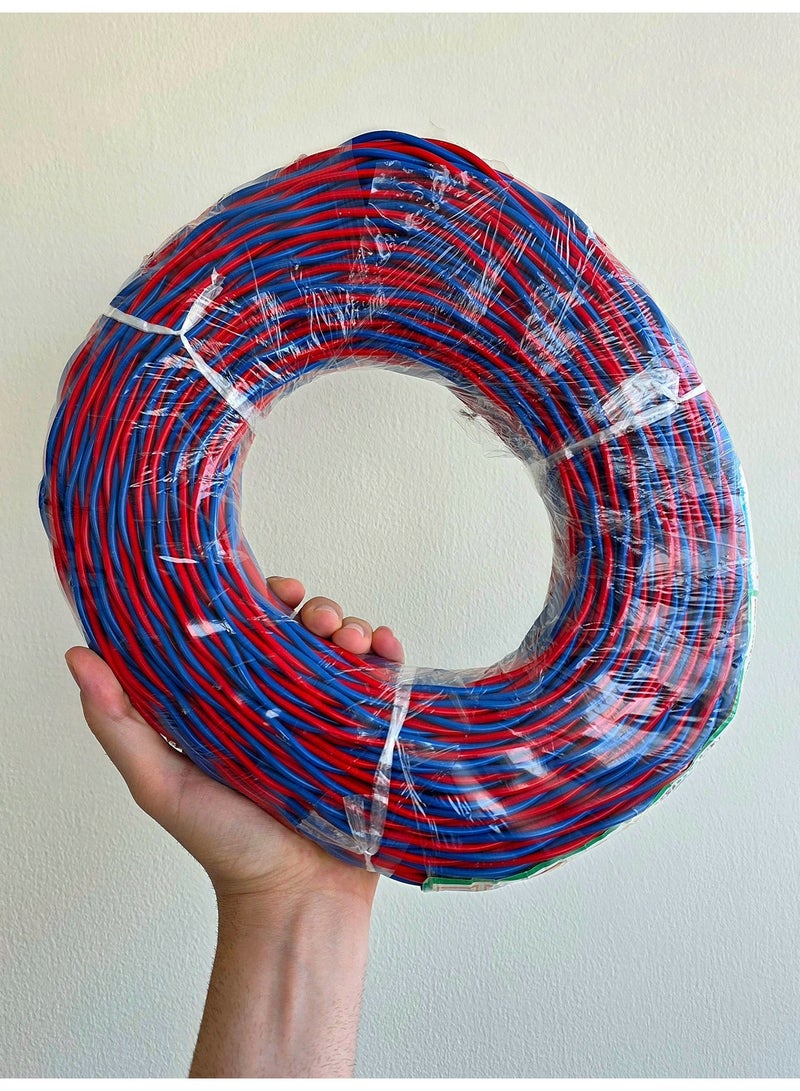 سلك كهربائي مزدوج ملتوي 2.5 مم (لفة 100 متر) - كابل نحاسي نقي خالٍ من الأكسجين 300/500 فولت مع عزل PVC مقاوم للهب - Image 2