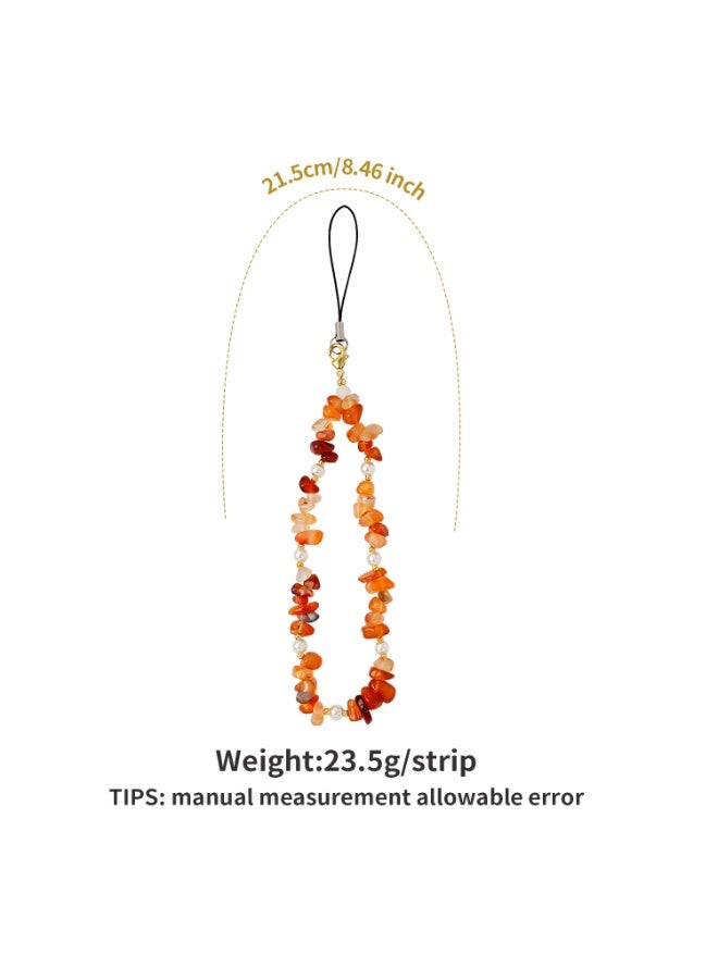 NIBEMINENT Beaded Phone Lanyard, Anti Lost Removable Wrist Strap, Pearl Crushed Stone Bracelet Pendant, Phone Keychain Lanyard,P68103/Red - Image 1