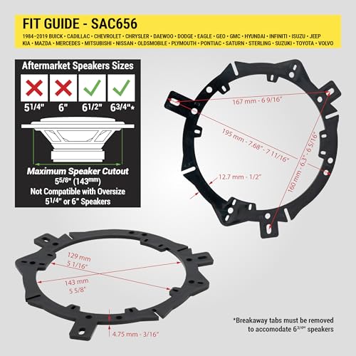 Scosche SAC656 6.5-6.75” Speaker Adapters Compatible with Select 1988-19 Chrysler, Dodge, Jeep & Plymouth Vehicles - 6 1/2" to 6 3/4" Adapter for Car Door Speakers - 1 Pair - See Guide for Vehicle Fit - Image 4
