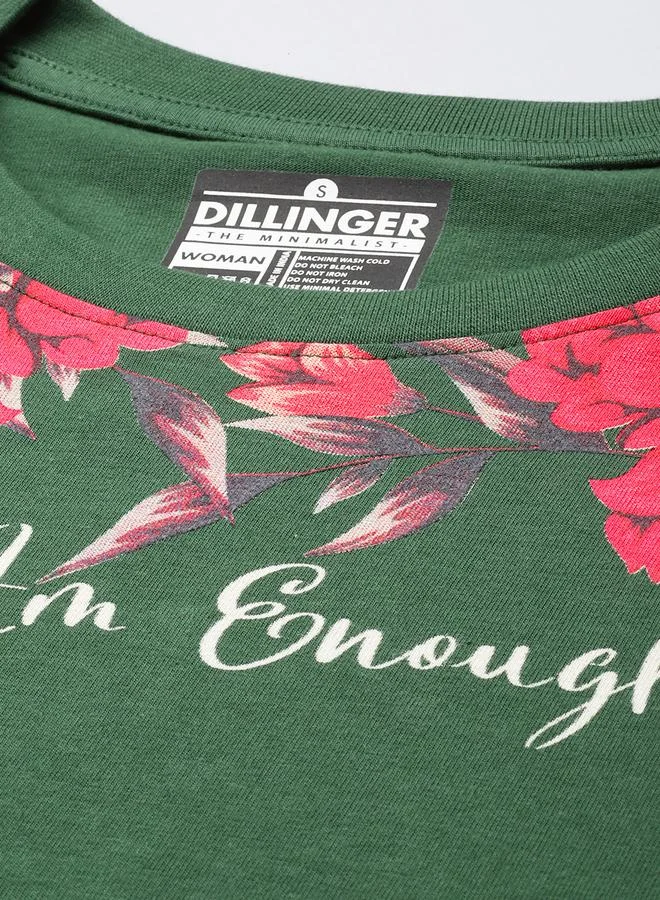 ديلينجر تيشيرت نسائي بأكمام طويلة وطبعة كبيرة الحجم