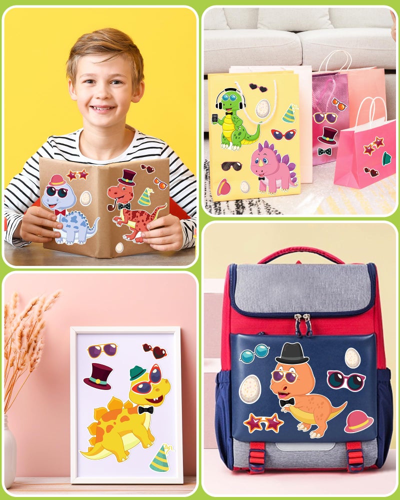 Greingways 24 Pcs Make Your Own Dinosaur Sticker Sheets, Dinosaur Party Favors Face Stickers for Kids Boys Toddlers Crafts Activities Gift Bags Birthday Party Valentines Day Gifts for Kids Classroom - Image 2