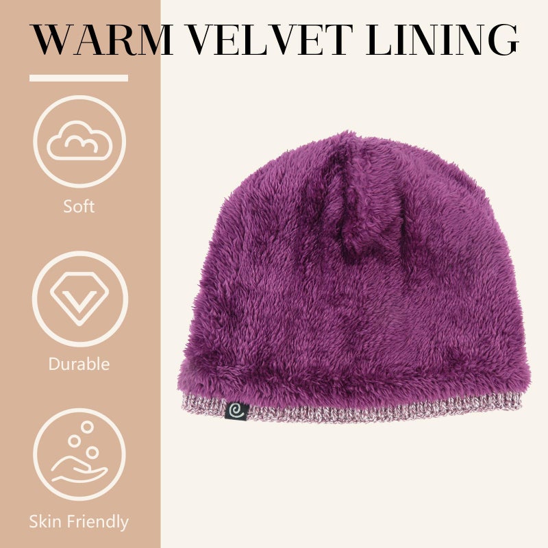 Phaiy Winter Beanie Hat for Women Men Thick Cable Knit Beanie Velvet Fleece Lined Skull Cap Cuff Beanie - Image 3