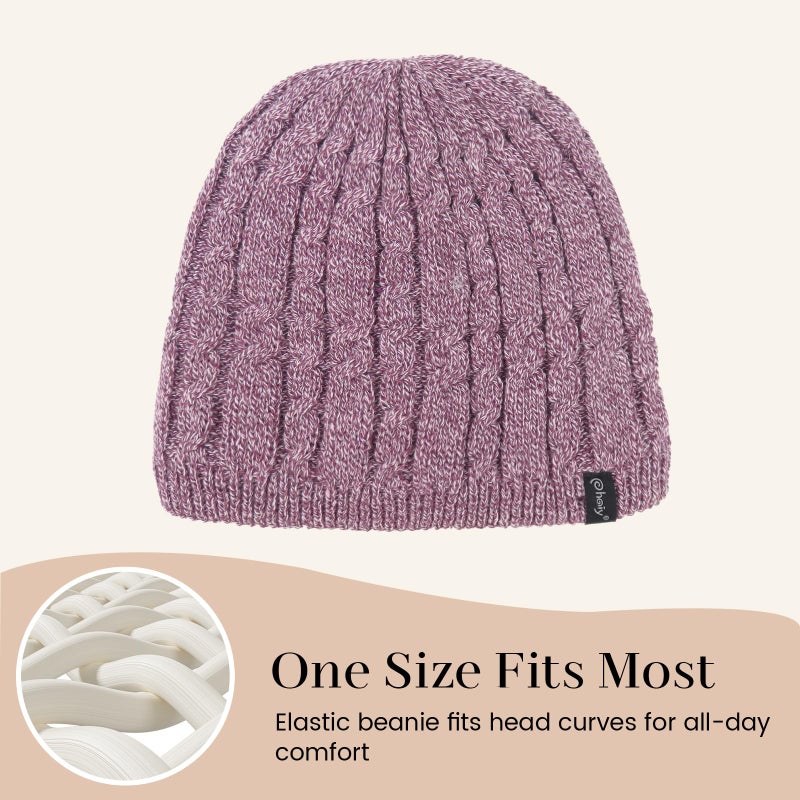 Phaiy Winter Beanie Hat for Women Men Thick Cable Knit Beanie Velvet Fleece Lined Skull Cap Cuff Beanie - Image 4