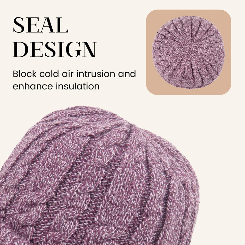 Phaiy Winter Beanie Hat for Women Men Thick Cable Knit Beanie Velvet Fleece Lined Skull Cap Cuff Beanie - Image 5