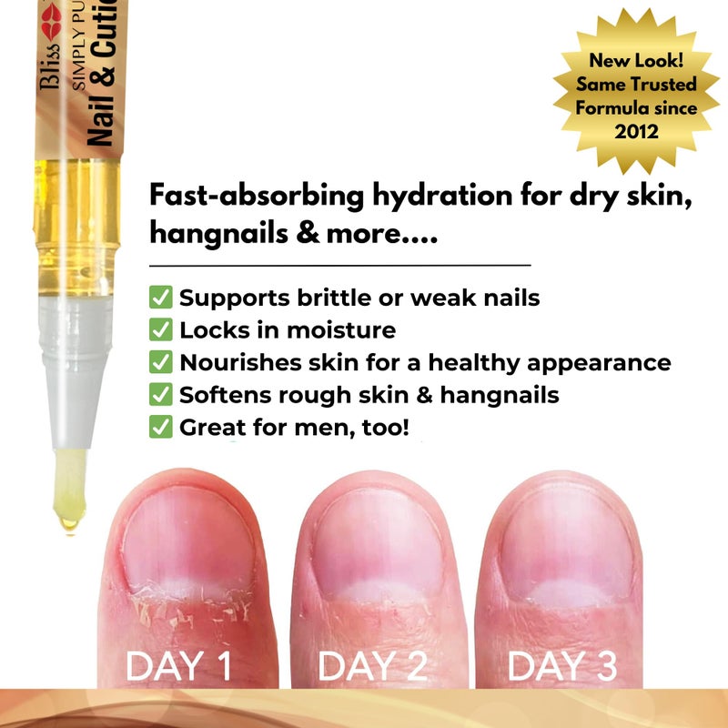 Bliss Kiss | 4 Vanilla Fragrance Nail Oil Cuticle Pens w/Vitamin E & Jojobaâ¤Nail Strengthener Nail Growth Serum for Brittle Peeling Breaking Thin Nails - Image 2