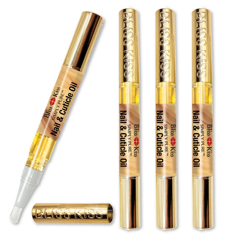 Bliss Kiss | 4 Vanilla Fragrance Nail Oil Cuticle Pens w/Vitamin E & Jojobaâ¤Nail Strengthener Nail Growth Serum for Brittle Peeling Breaking Thin Nails - Image 1