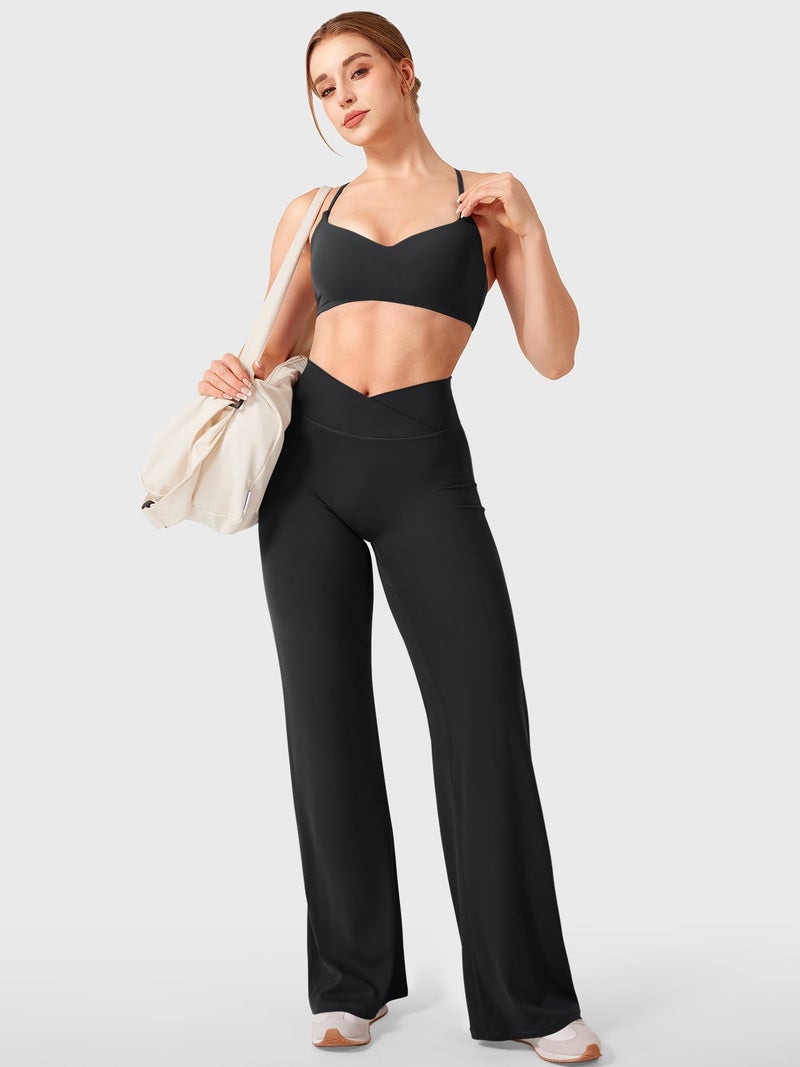 YEOREO Straight Leg Leggings for Women No Front Seam Workout Leggings 31.5" Crossover High Waist Soft Eddiy Yoga Pants Anchor Red XS - Image 5