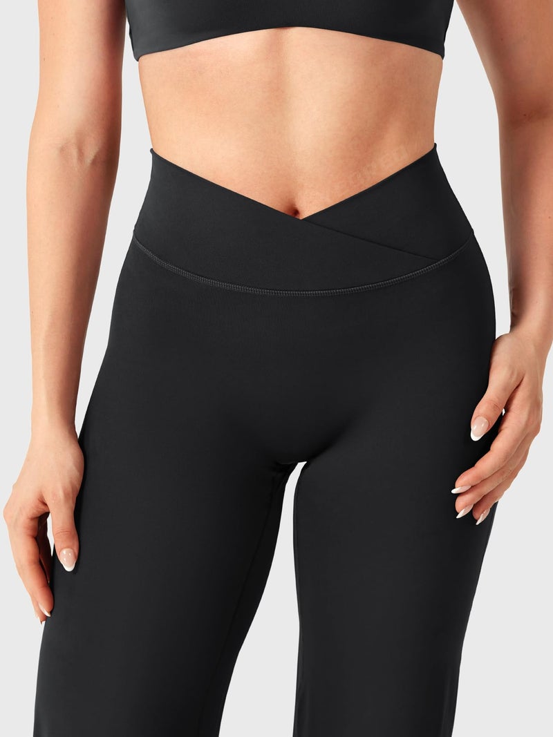 YEOREO Straight Leg Leggings for Women No Front Seam Workout Leggings 31.5" Crossover High Waist Soft Eddiy Yoga Pants Anchor Red XS - Image 4
