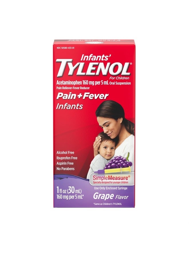 Tylenol معلق فموي للأطفال، عنب، 1 أونصة سائلة - Image 1