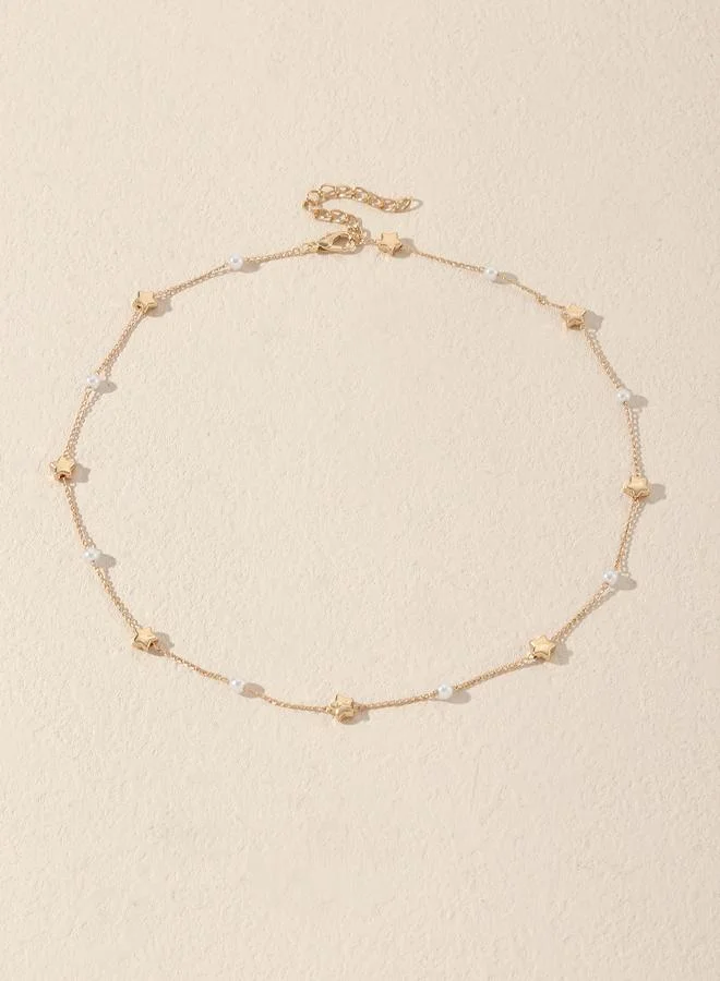 Take Two  Star and Faux Pearl Station Necklace for Women | Best Price UAE
