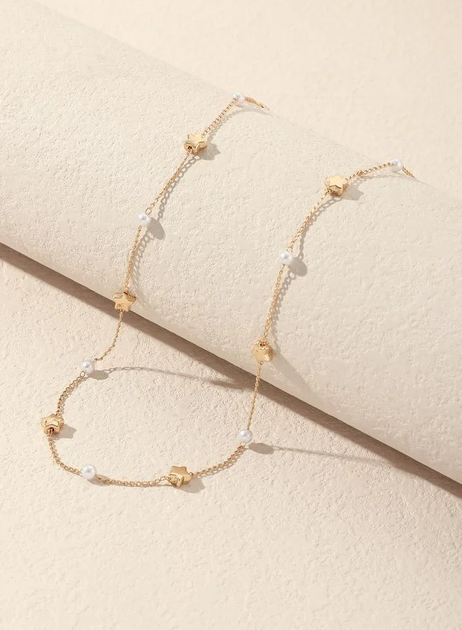 Take Two  Star and Faux Pearl Station Necklace for Women | Best Price UAE
