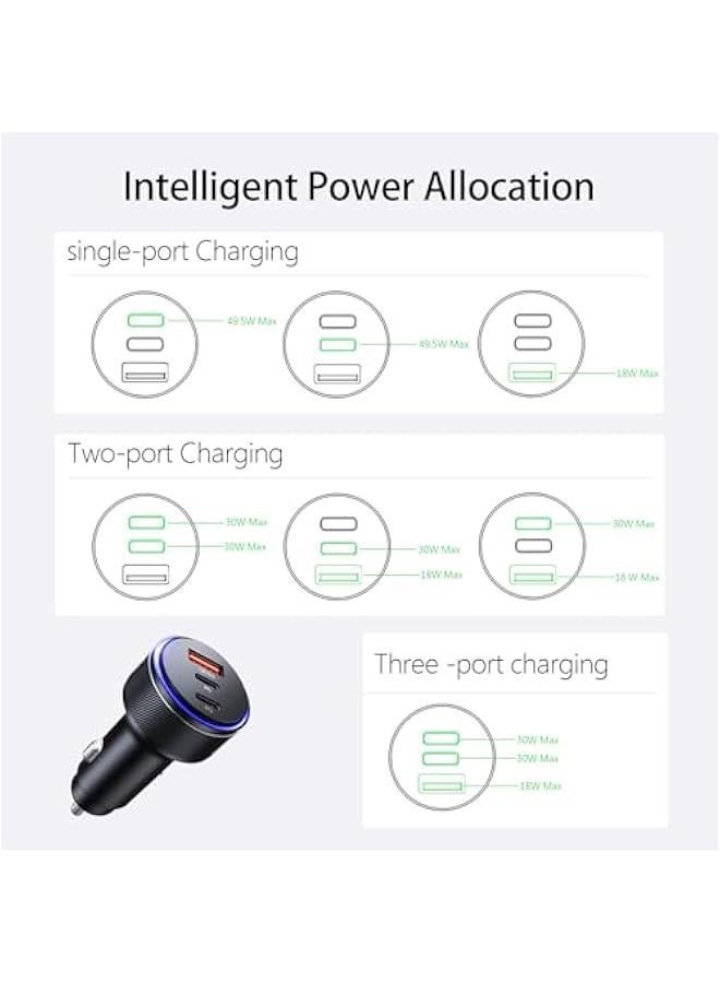 Arabest AKNSN 90W USB-C & USB-A Car Charger, 3-Port Fast Charging, PD3.0 & QC3.0, Compatible with iPhone 16/15/14/13 Pro Max, iPad, MacBook, Samsung, Google Pixel, More - Image 5