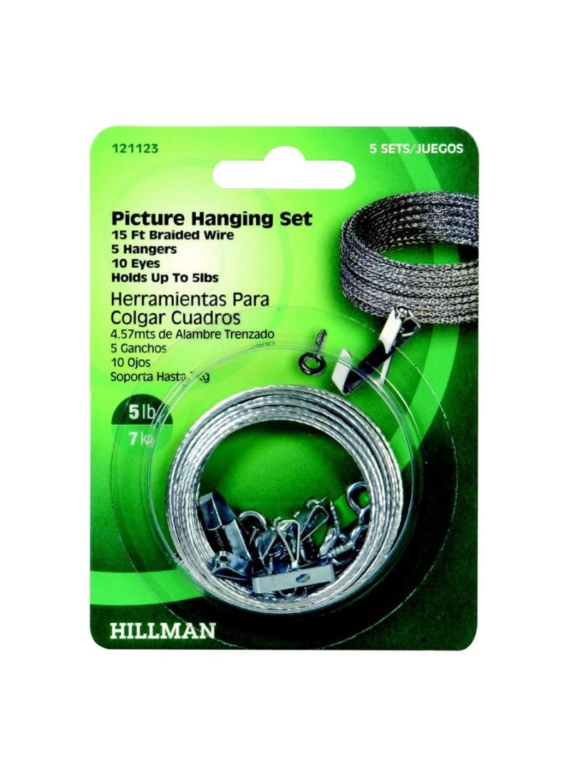 Hillman Hillman AnchorWire Steel Picture Hanging Set Pack 2.2kg 5Pcs 