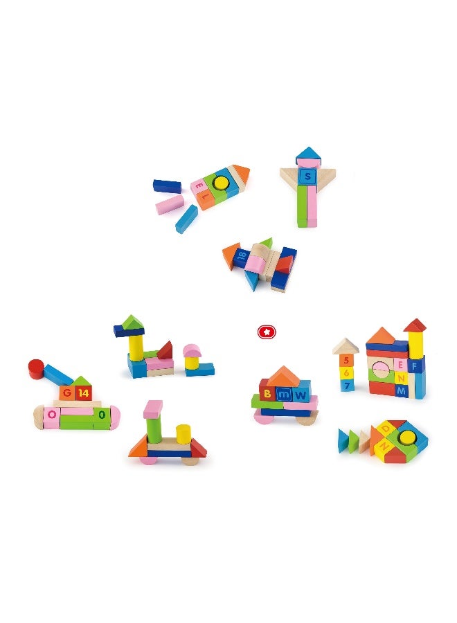 Viga Wooden Blocks - 100pcs Alphabet & Numbers - Image 2