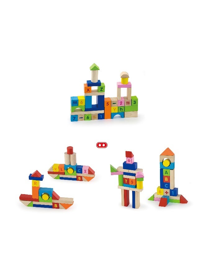 Viga Wooden Blocks - 100pcs Alphabet & Numbers - Image 3