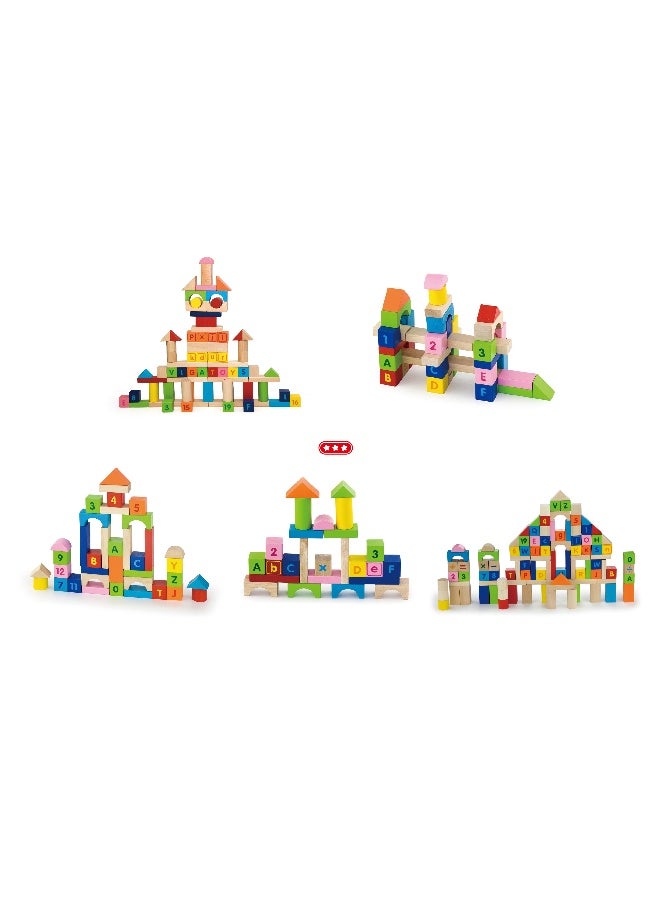 Viga Wooden Blocks - 100pcs Alphabet & Numbers - Image 4