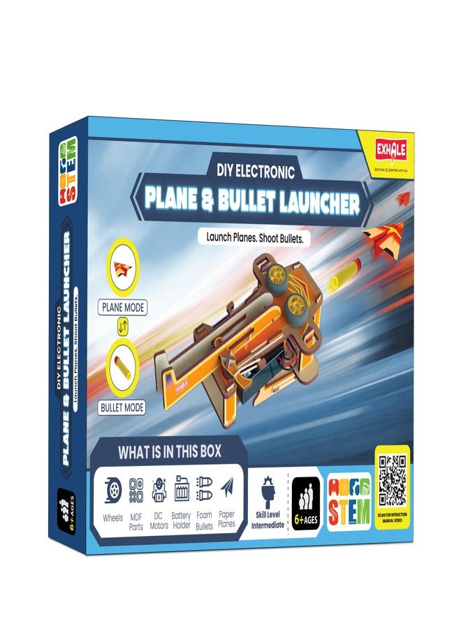 EXHALE Electronic Plane & Bullet Launcher STEM Kit for Kids 6+ | Buildable Motorized Launcher | Educational Engineering Toy with Foam Bullets & Paper Planes - Image 1
