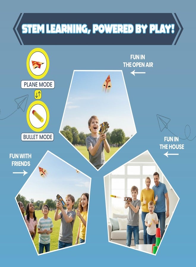 EXHALE Electronic Plane & Bullet Launcher STEM Kit for Kids 6+ | Buildable Motorized Launcher | Educational Engineering Toy with Foam Bullets & Paper Planes - Image 3