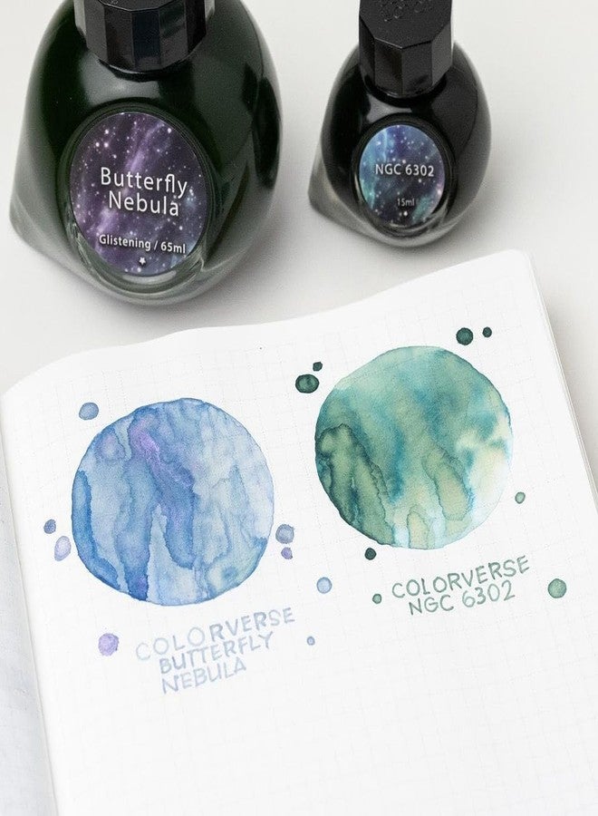 Colorverse حبر قلم حبر سائل من كولورفيرس، لون أزرق فراشة سديم 65 مل، وحبر NGC 6302 15 مل، حبر قائم على الصبغة - Image 4