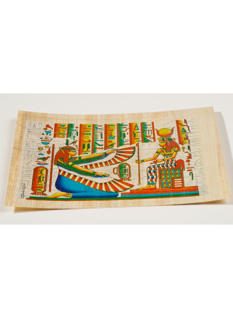 هاندرد بلس ورق بردي مصري طبيعي أصلي مقاس A5 مصنوع يدويًا في مصر من نبات البردي الحقيقي بتصميم الآلهة المصرية القديمة مطبوع للديكور والهدايا التذكارية - Image 1